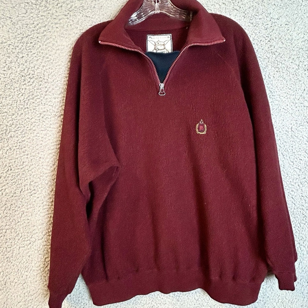 Vintage Bugle Boy Fleece Pullover Men's Size Large 1/4 Zip Long Sleeve Preppy